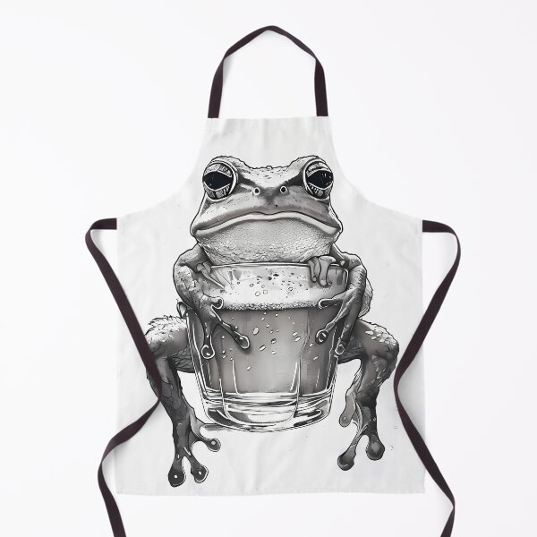 Item preview, Cute Frog Hanging Over Glass Beer Ink Illustration designed and sold by ART ATTACK ZONE.