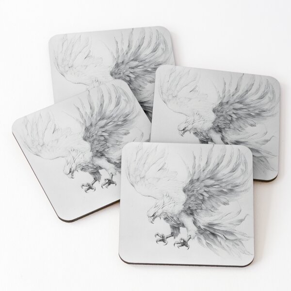 Item preview, Black and white phoenix drawing designed and sold by Pencil-Art.