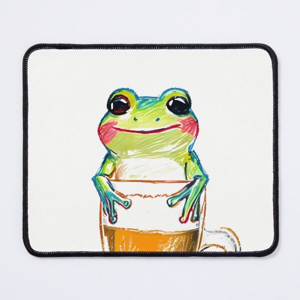 Item preview, Frog Hanging Over Glass Beer Ink Illustration designed and sold by ART ATTACK ZONE.
