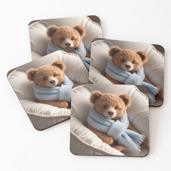 Item preview, Cozy Bear in Bed: Fluffy Scarf Charm designed and sold by DigiPKSahaMax.