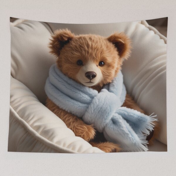Item preview, Cozy Bear in Bed: Fluffy Scarf Charm designed and sold by DigiPKSahaMax.