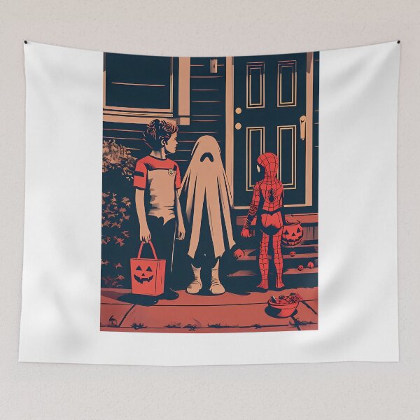 Item preview, Three Children In Halloween Costumes On Sidewalk designed and sold by ART ATTACK ZONE.
