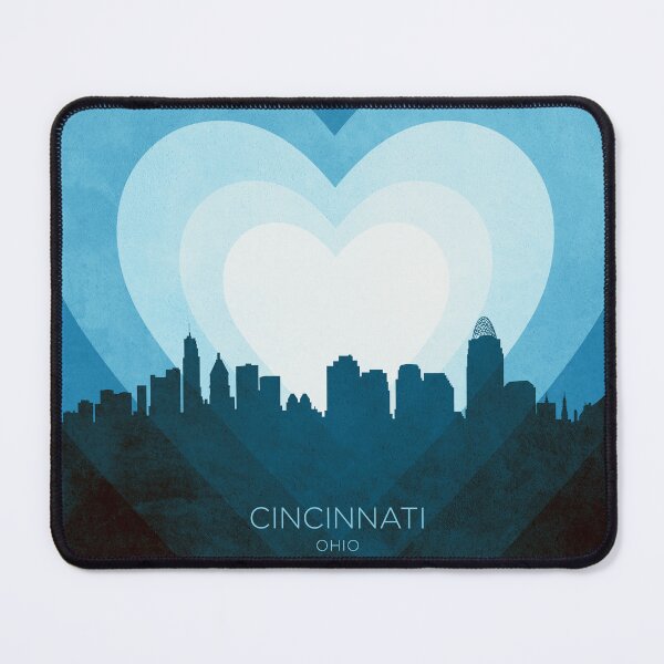 Item preview, Cincinnati Ohio Skyline Hearts Blue designed and sold by ArtPrints.