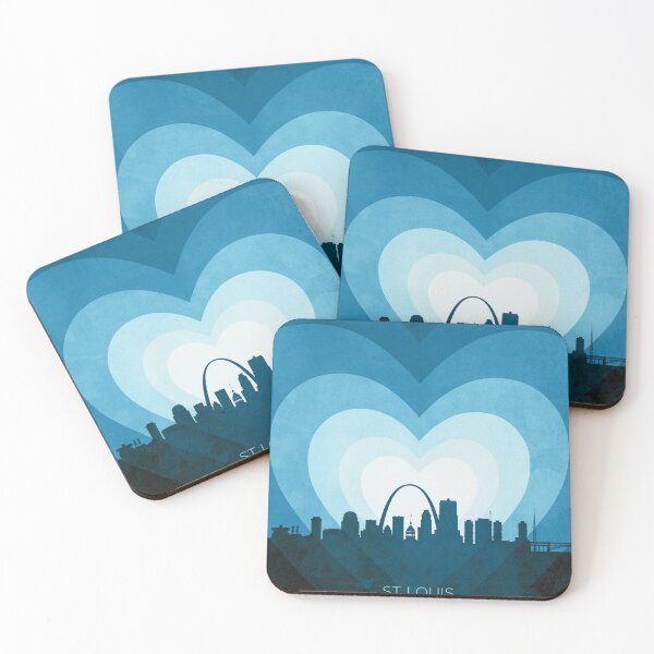 Item preview, St Louis Missouri Skyline Hearts Blue designed and sold by ArtPrints.