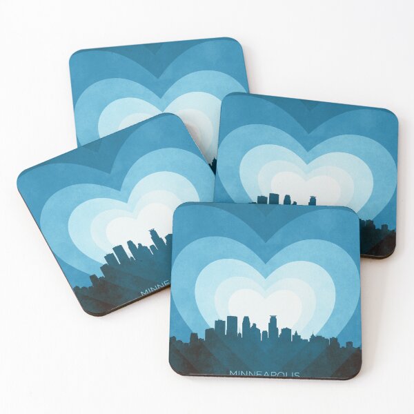 Item preview, Minneapolis Minnesota Skyline Hearts Blue designed and sold by ArtPrints.