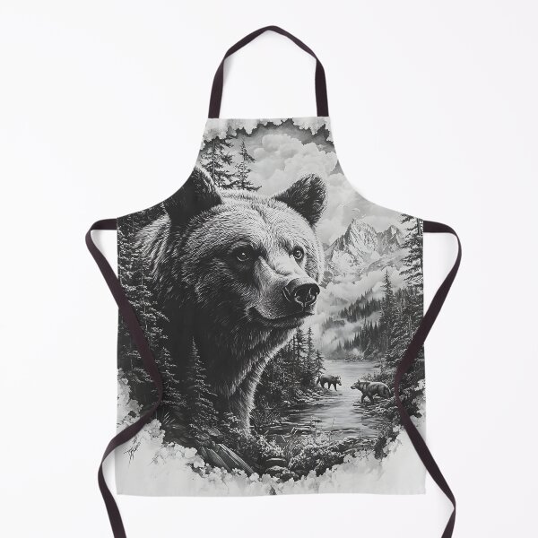 Item preview, Black and White Grizzly bear pencil drawing designed and sold by Pencil-Art.