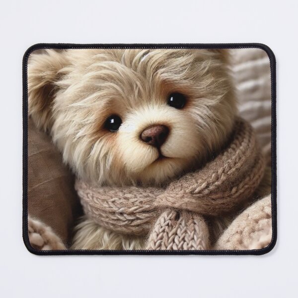 Item preview, little bear in bed with a fluffy scarf designed and sold by DigiPKSahaMax.