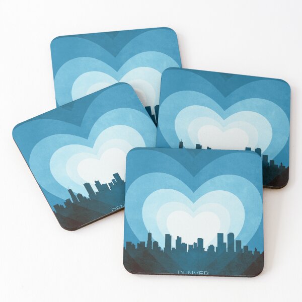 Item preview, Denver Colorado Skyline Hearts Blue designed and sold by ArtPrints.