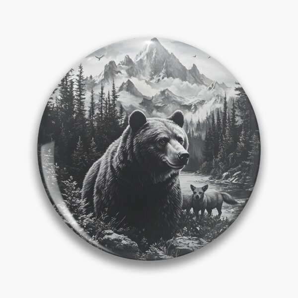 Item preview, Black and White Grizzly bear pencil drawing designed and sold by Pencil-Art.