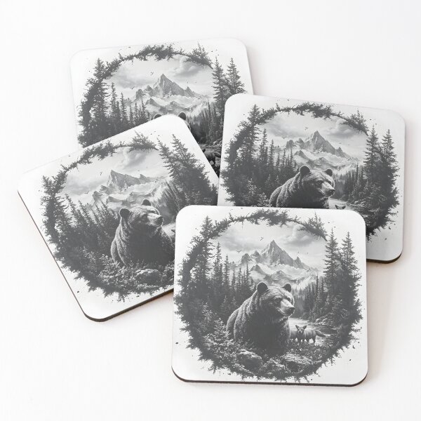 Item preview, Black and White Grizzly bear pencil drawing designed and sold by Pencil-Art.