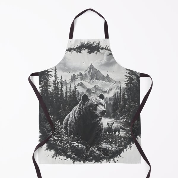 Item preview, Black and White Grizzly bear pencil drawing designed and sold by Pencil-Art.