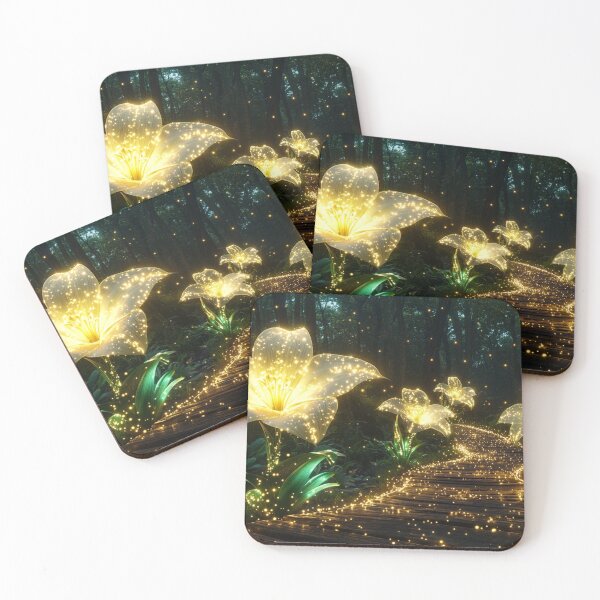 Item preview, Enchanted Forest Path with Radiant Golden Flowers designed and sold by Cris888.