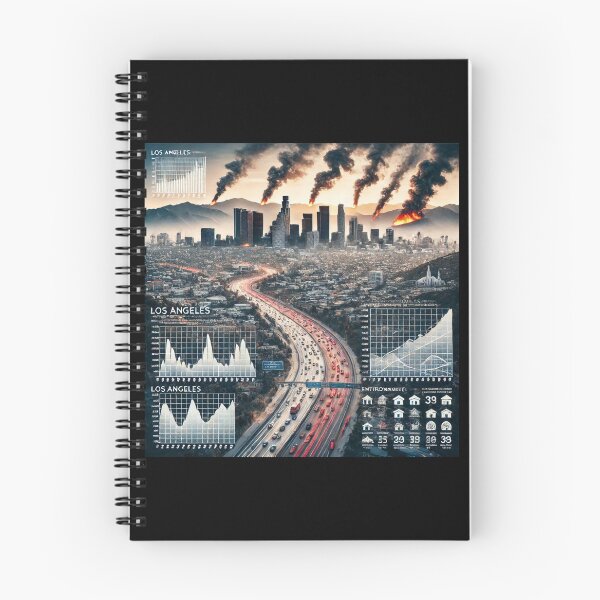 Item preview, Los Angeles skyline blending with smoke and flames designed and sold by DODObakr.