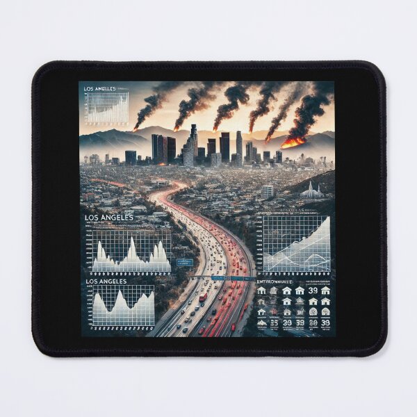 Item preview, Los Angeles skyline blending with smoke and flames designed and sold by DODObakr.