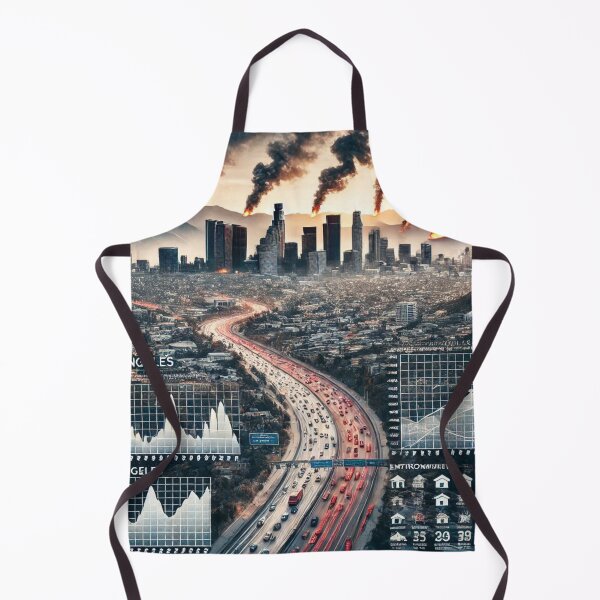 Item preview, Los Angeles skyline blending with smoke and flames designed and sold by DODObakr.