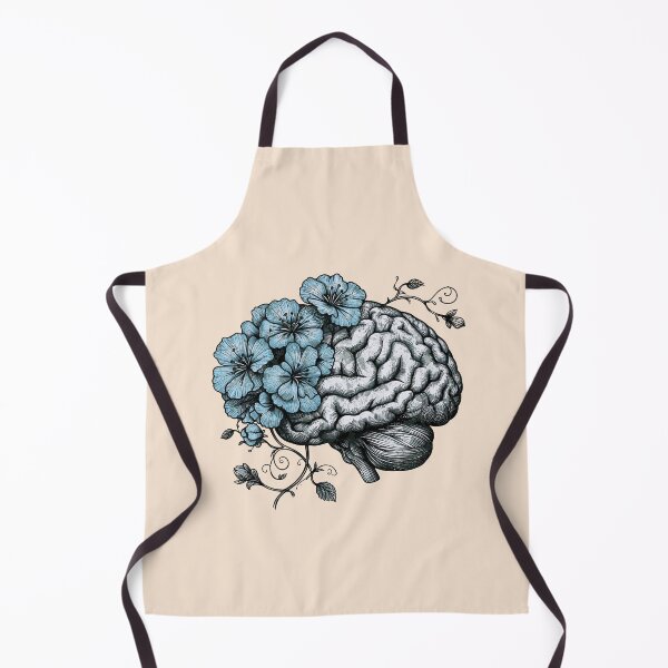 Item preview, Mental Wealth, Brain mental health psychology, blue flowers, anatomy watercolor art designed and sold by Collagedream.