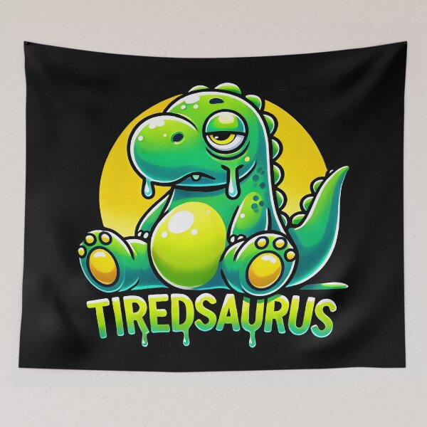 Item preview, Tiredsaurus Funny Sleepy Dinosaur Cartoon Illustration designed and sold by DrawHandArt.