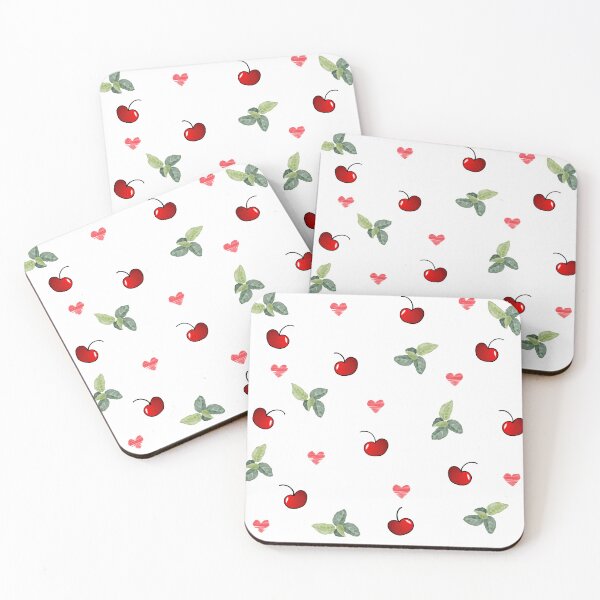Item preview, Cherry and Leaf Pattern with Red Hearts designed and sold by Mystify-.