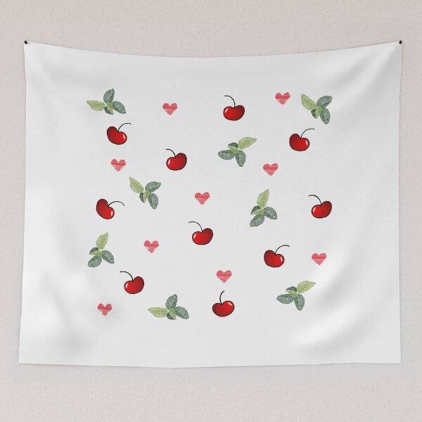 Item preview, Cherry and Leaf Pattern with Red Hearts designed and sold by Mystify-.