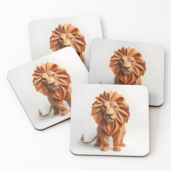Item preview, lion in origami style designed and sold by Zazeyy.