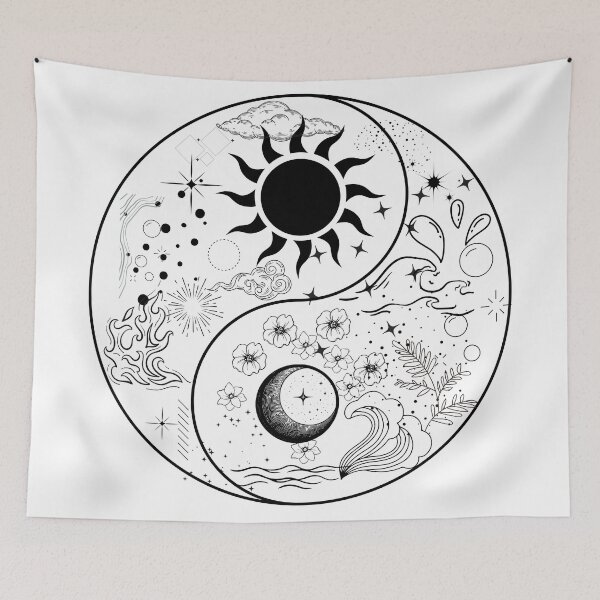 Item preview, Yin Yang Cosmic Harmony: Sun and Moon Celestial Art designed and sold by cosmiccircles01.