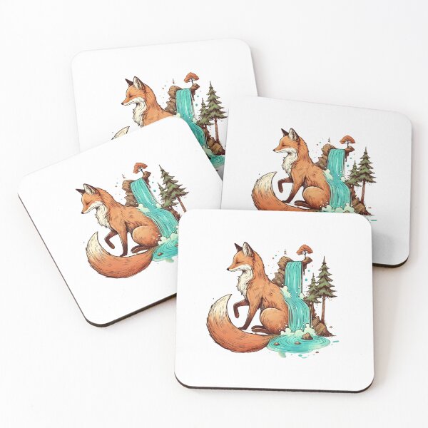 Item preview, Fox with Waterfall Tail - Whimsical Nature Art designed and sold by Designeerguy.