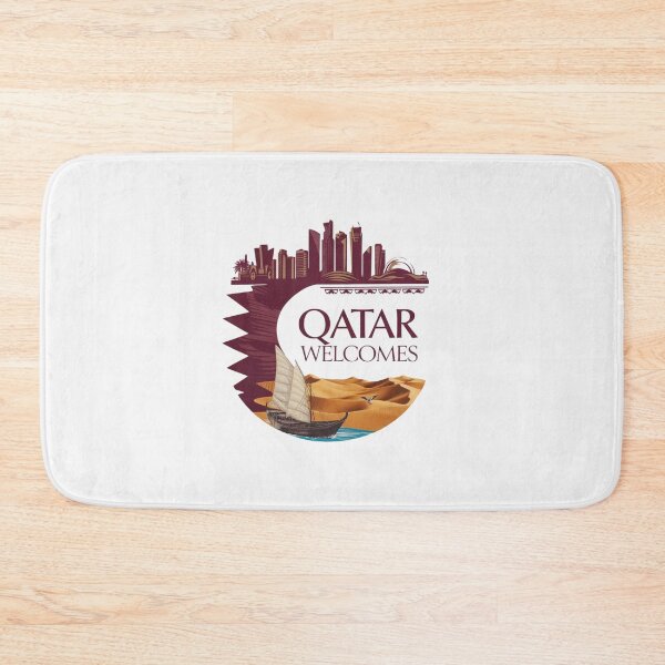 Item preview, Qatar Welcomes Flag Map Doha, Persian  designed and sold by AnimalsDH305.