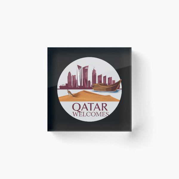 Item preview, Qatar Welcomes Flag Map Doha, Persian  designed and sold by AnimalsDH305.