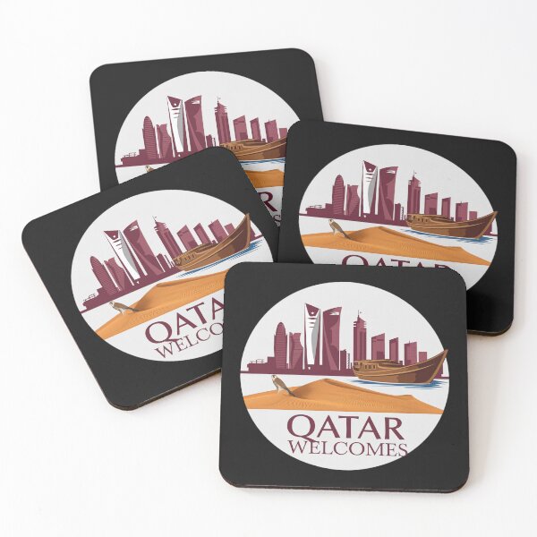 Item preview, Qatar Welcomes Flag Map Doha, Persian  designed and sold by AnimalsDH305.
