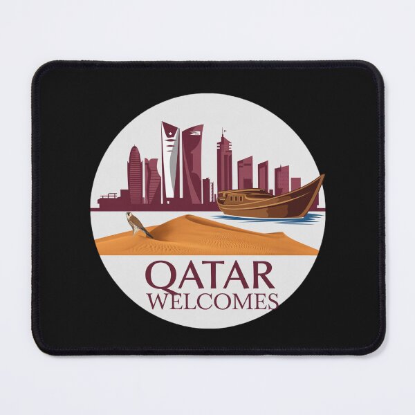 Item preview, Qatar Welcomes Flag Map Doha, Persian designed and sold by AnimalsDH305.