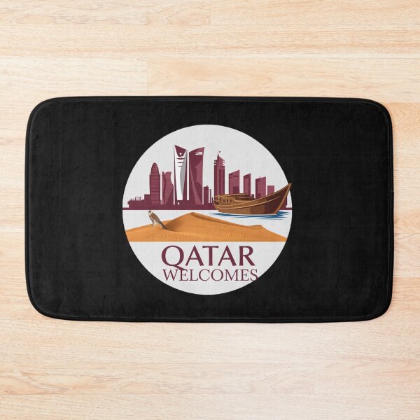 Item preview, Qatar Welcomes Flag Map Doha, Persian  designed and sold by AnimalsDH305.