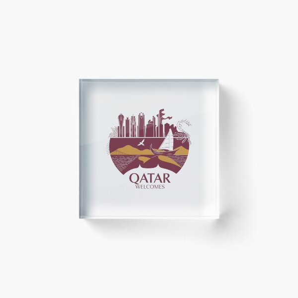 Item preview, Qatar Welcomes Flag Map Doha, Persian  designed and sold by AnimalsDH305.
