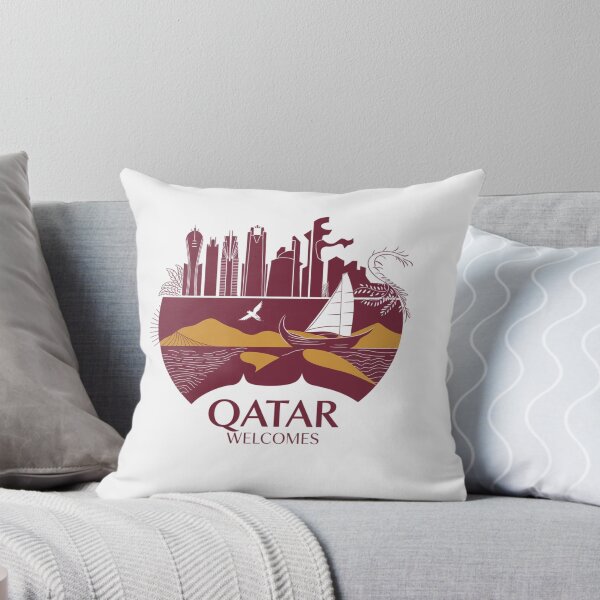 Item preview, Qatar Welcomes Flag Map Doha, Persian  designed and sold by AnimalsDH305.