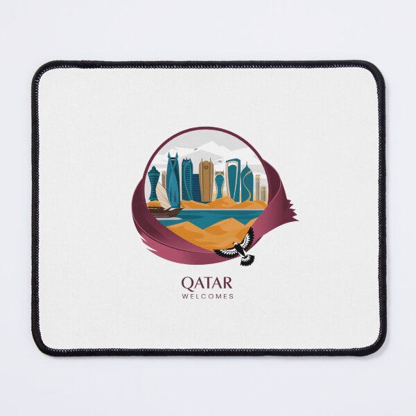 Item preview, Qatar Welcomes Flag Map Doha, Persian  designed and sold by AnimalsDH305.