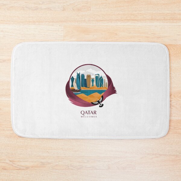 Item preview, Qatar Welcomes Flag Map Doha, Persian  designed and sold by AnimalsDH305.