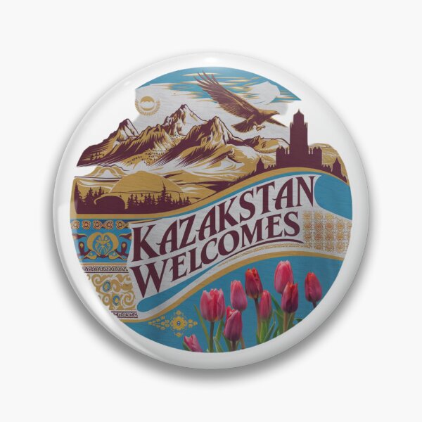 Item preview, Kazakstan Welcomes Flag Map Astana, Almaty, steppes designed and sold by AnimalsDH305.