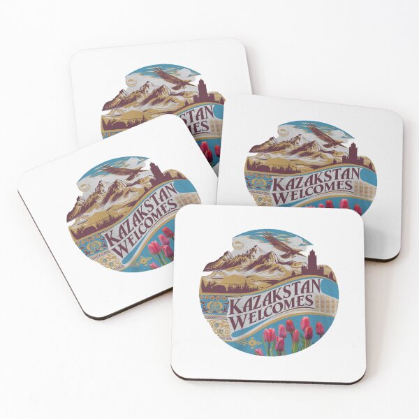 Item preview, Kazakstan Welcomes Flag Map Astana, Almaty, steppes designed and sold by AnimalsDH305.