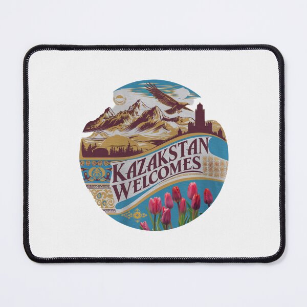 Item preview, Kazakstan Welcomes Flag Map Astana, Almaty, steppes designed and sold by AnimalsDH305.