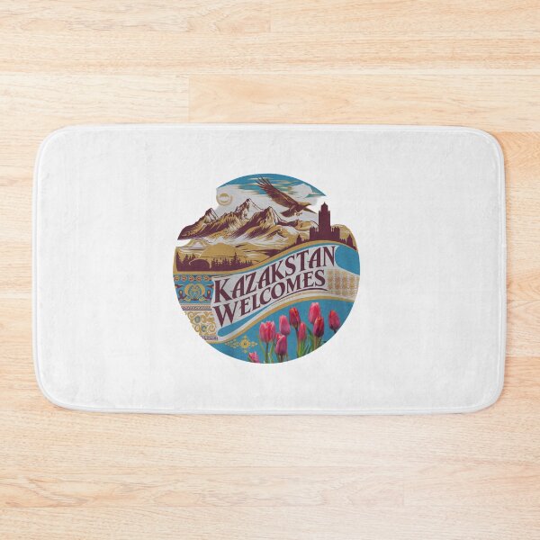 Item preview, Kazakstan Welcomes Flag Map Astana, Almaty, steppes designed and sold by AnimalsDH305.