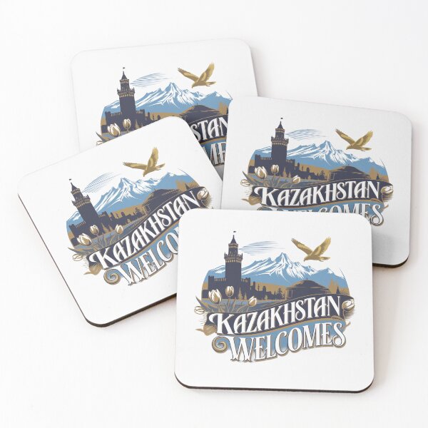 Item preview, Kazakhstan Welcomes Flag Map Astana, Almaty, steppes designed and sold by AnimalsDH305.