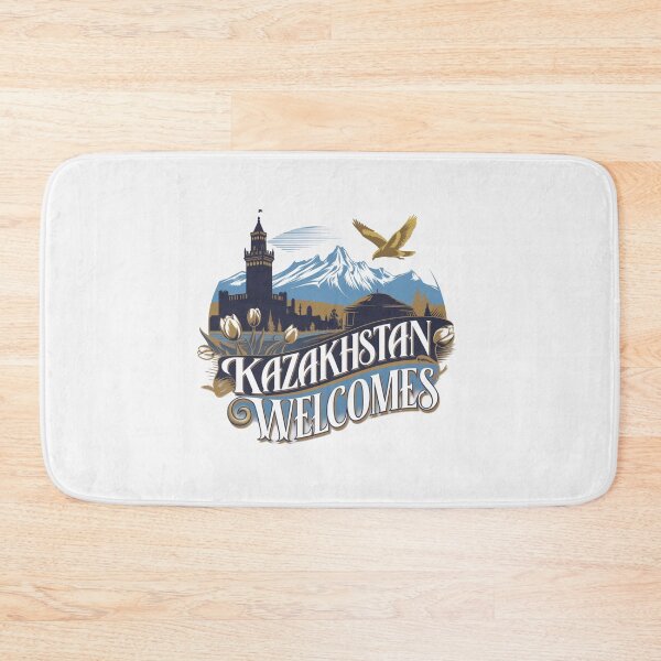 Item preview, Kazakhstan Welcomes Flag Map Astana, Almaty, steppes designed and sold by AnimalsDH305.
