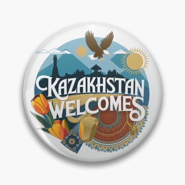 Item preview, Kazakhstan Welcomes Flag Map Astana, Almaty, steppes designed and sold by AnimalsDH305.