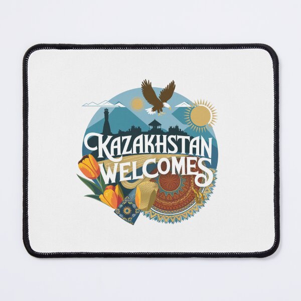 Item preview, Kazakhstan Welcomes Flag Map Astana, Almaty, steppes designed and sold by AnimalsDH305.