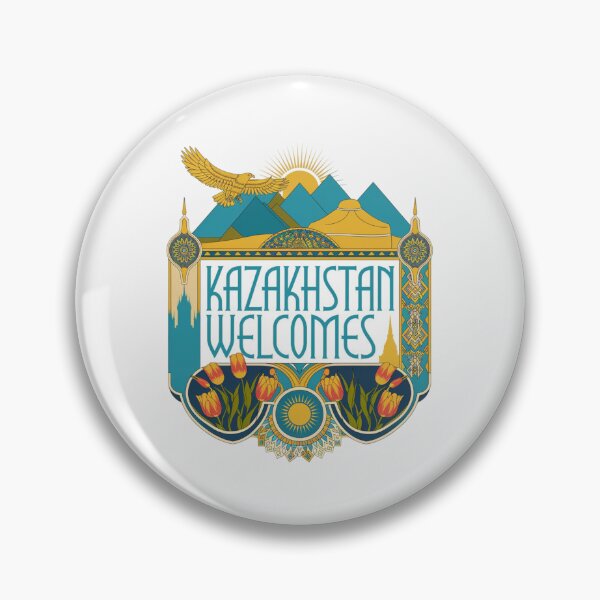 Item preview, Kazakhstan Welcomes Flag Map Astana, Almaty, steppes designed and sold by AnimalsDH305.