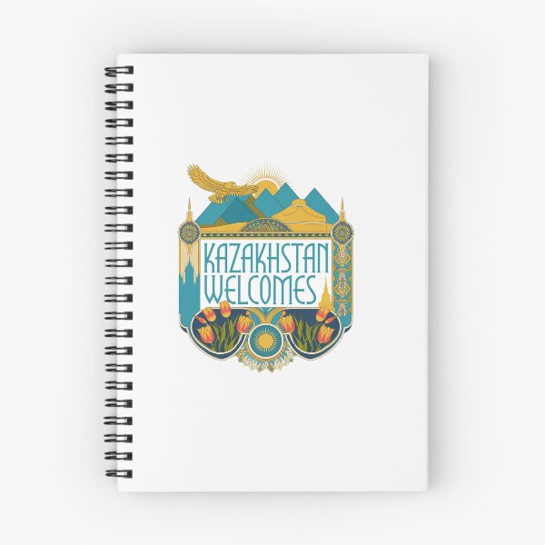 Item preview,  Kazakhstan Welcomes Flag Map Astana, Almaty, steppes designed and sold by AnimalsDH305.