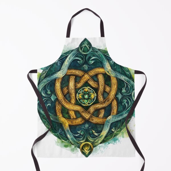 Item preview, Ethereal Celtic Knot Sacred Geometry Watercolor Gold Accents & Green Magic designed and sold by AnnDesignStudio.