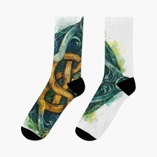 Item preview, Ethereal Celtic Knot Sacred Geometry Watercolor Gold Accents & Green Magic designed and sold by AnnDesignStudio.