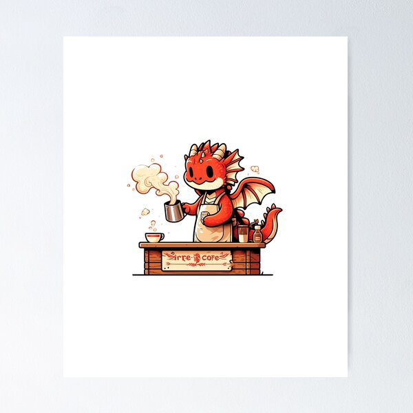 Item preview, Dragon Barista - Fire-Brewed Coffee Art designed and sold by Designeerguy.