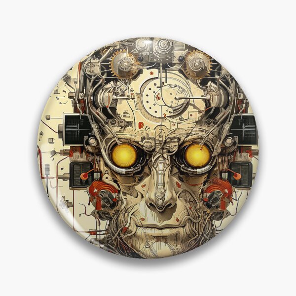 Item preview, Steampunk Cybernetic Mind Futuristic Abstract Face Art designed and sold by Amanda's Factory.