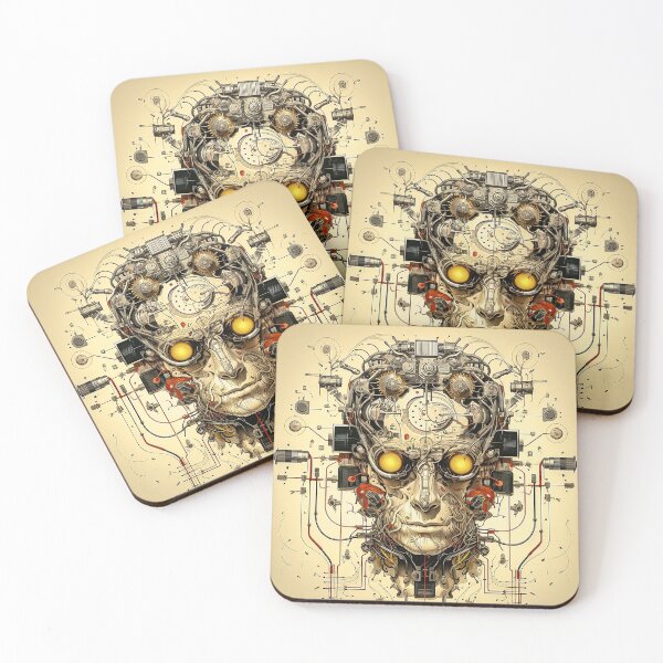 Item preview, Steampunk Cybernetic Mind Futuristic Abstract Face Art designed and sold by Amanda's Factory.